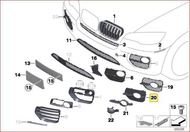BMW X6 E71 E72 Kairės Uždaras Tinklelis Originalus 51117188383