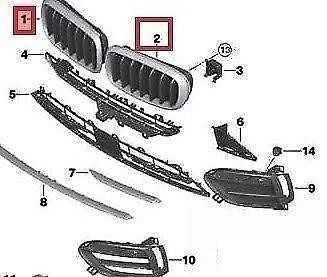 Bmw X6 F16 09 2013 07 2018 Dešinė Pagrindinė Trim Grilis Originalus 51137373690