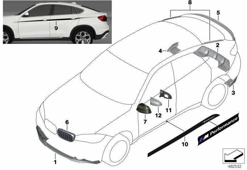 Bmw X6 F16 Aerodynamikpaket Heck Flap Rec 2014 Originalus 51192357206