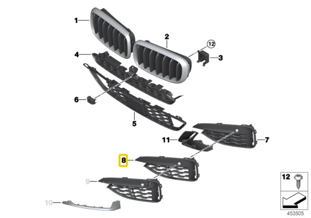 BMW X6 F16 Dešinė Atvira Šoninė Grilė Originalus 51118069316
