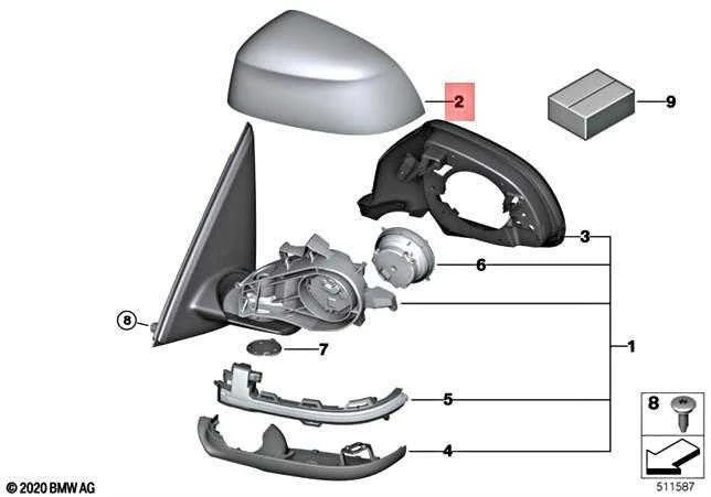 BMW X6 F16 Dešinės Išorinės Veidrodžio Dangtelis Originalus 51167372840