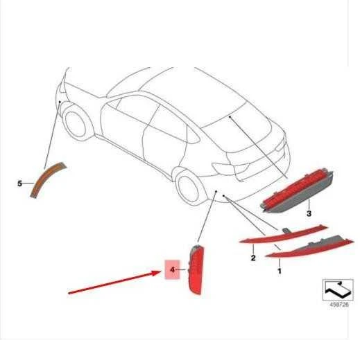 BMW X6 M F86 Galinis Rūko Žibintas Kairysis Originalus 63147850007