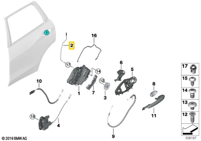 BMW X7 G07 ALPINA XB7 Galinės Dešinės Durų Veikimo Stangos Originalus 51227444656