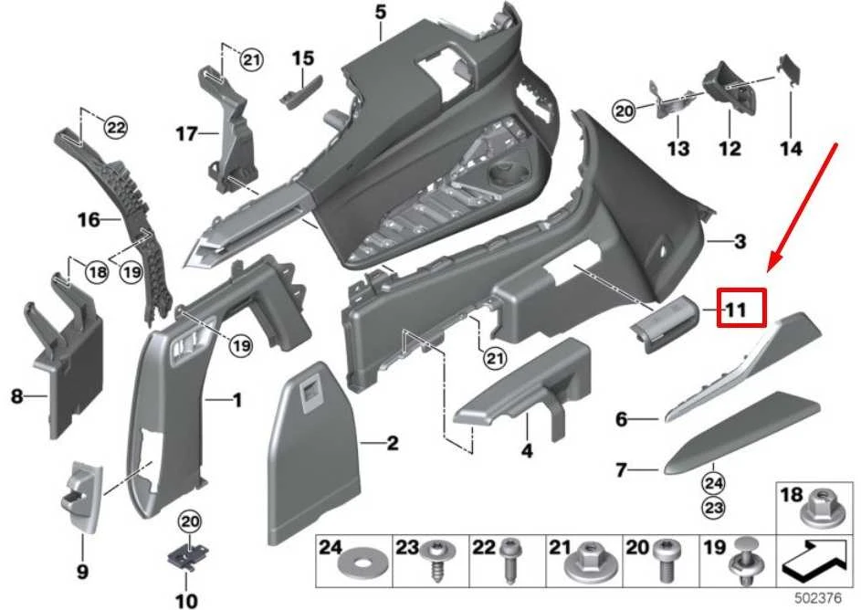 Bmw X7 G07 Uždenkite Blakstienų Akį Kairėje Originalus 51479495527