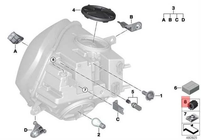 BMW Xenon priekinių žibintų dangtelio sandariklis Originalus 63117489213