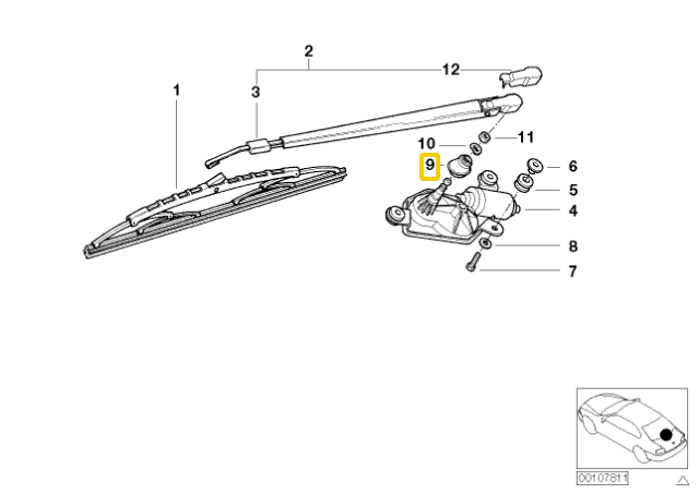 BMW Z3 E36 Galinio Stiklo Valytuvo Variklio Gomelis Originalus 61628401823