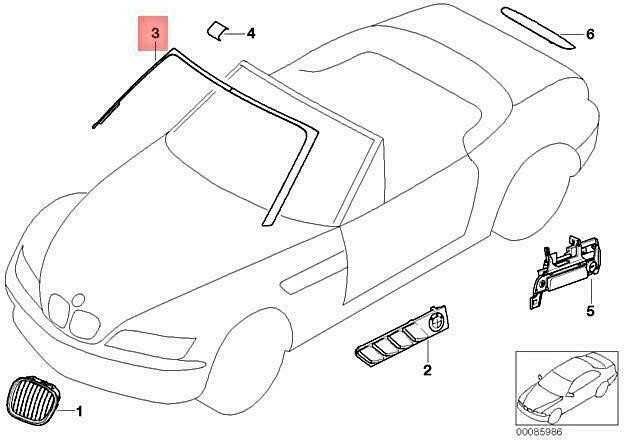 Bmw Z3 E36 Kairys Blende Windlauf Originalus 51168398505