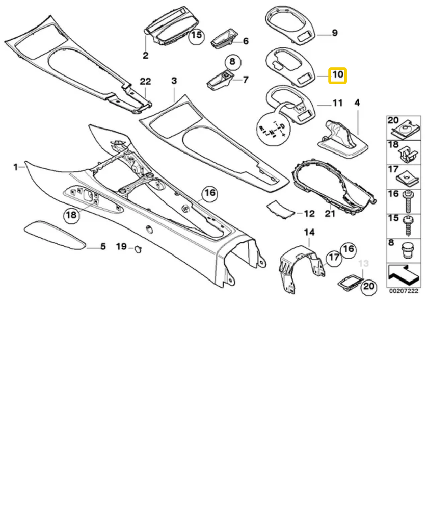 BMW Z4 E85 2003 - 2004/10 Automatinės pavarų perjungimo svirties apvadas Trim Titan LHD originalus