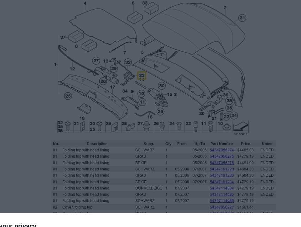 Bmw Z4 E85 Kabrioleto Minkšto Viršaus Užraktas Originalus 54347043870
