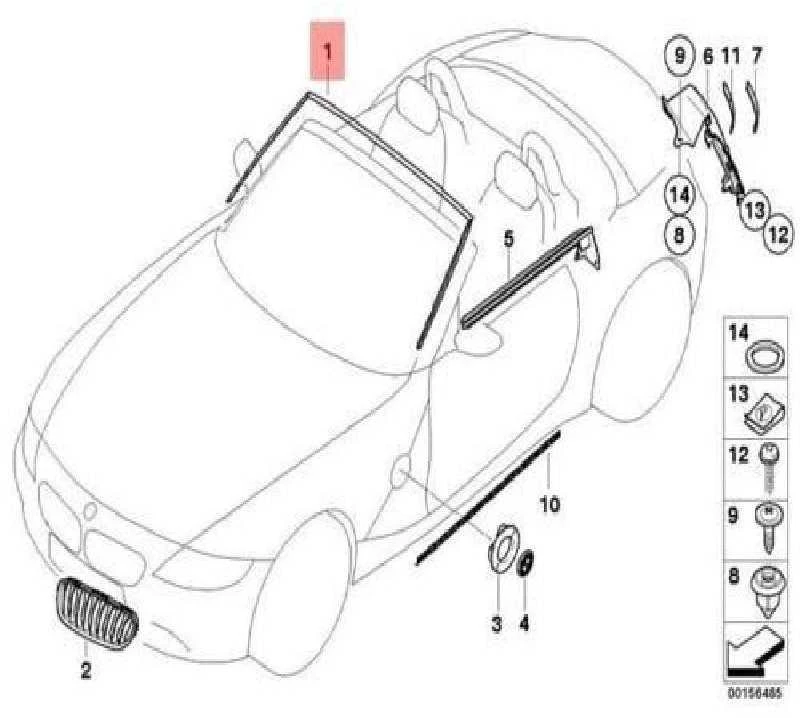 BMW Z4 E85 priekinis priekinis stiklas originalus 51317017021