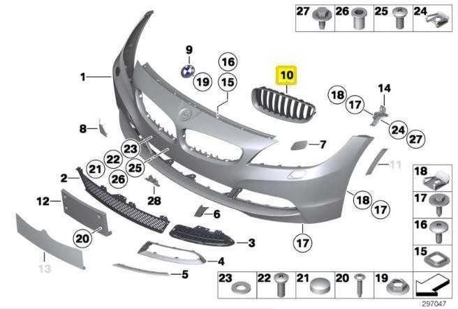 BMW Z4 E89 (2008-2016) Priekinis bamperis O/S Dešinės pusės grotelės Originalus 7181548