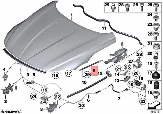 BMW Z4 E89 Dujų Slėgio Spyruoklės Dangtis Active Originalus 51237285823