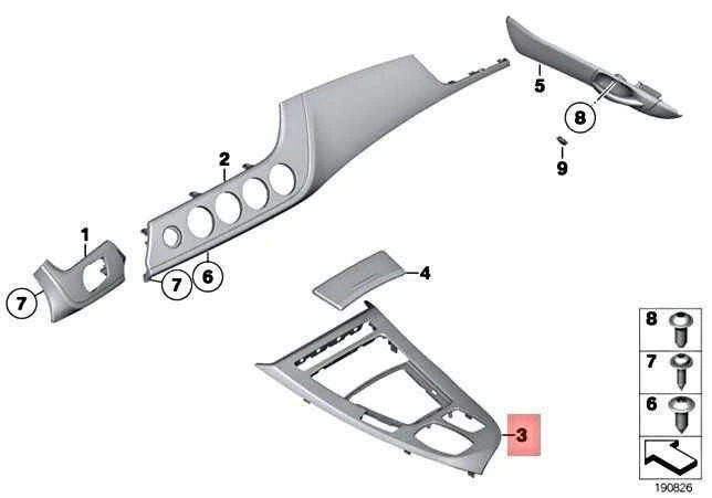 BMW Z4 Roadster E89 Z4 18i Apdailos centrinė konsolė Aliuminis 51169150236 Originali
