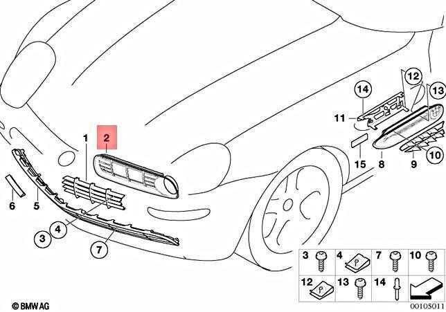 BMW Z8 priekinių išorinių grotelių apdailos žiedas dešinysis originalus 51138268232