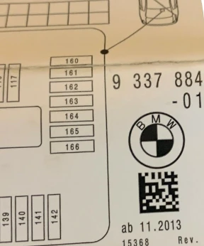BMW Žemėlapis Saugiklių Grupavimas F20 F21 F22 F30 F80 M3 Originalus 61149389074