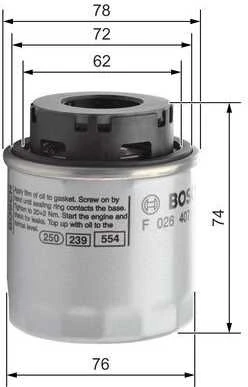 BOSCH alyvos filtras F026407181 03C115403F