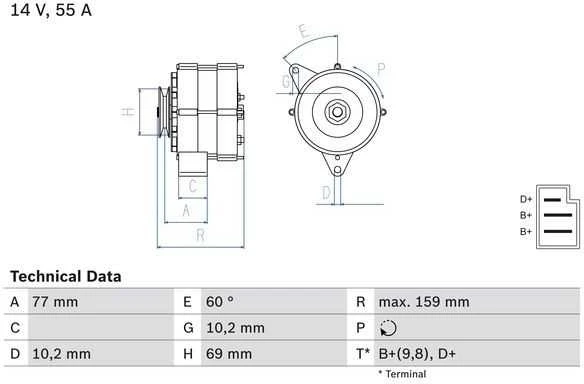 BOSCH generatoriaus 0986030720 028903119F