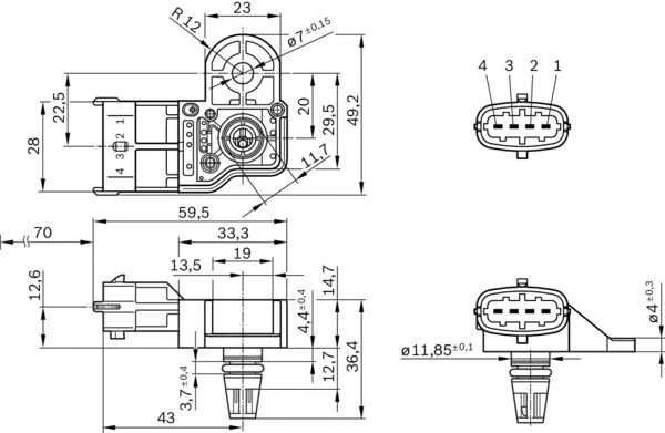 BOSCH jutiklis, įsiurbimo kolektoriaus slėgio jutiklis 0261230302 1920FT
