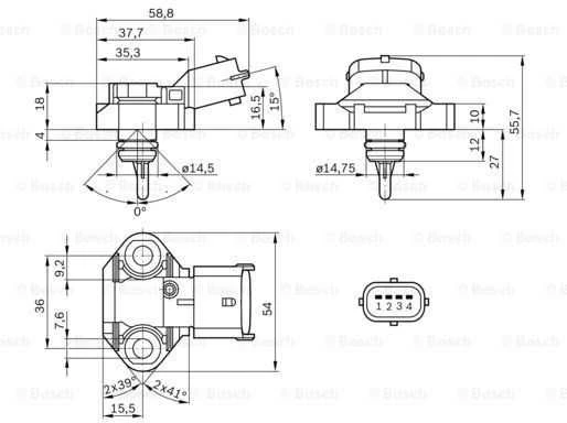 Bosch Kuro Slėgio Jutiklis GAZ SADKO OPEL VECTRA C 2.8 V6 Turbo SAAB 9-3 2.8 Turbo V6 0281002437 0281002438 0281002439