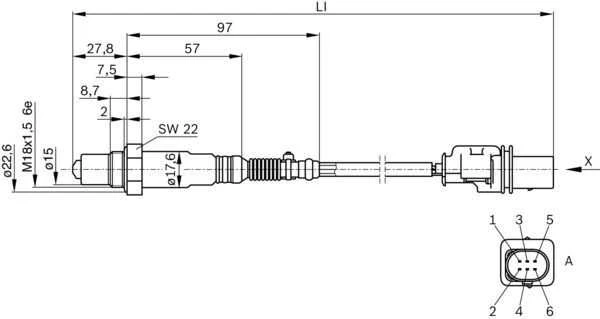 Bosch lambda jutiklis BMW 1 5 7 X3 X5 MAN TGL TGM TGS TGX NEOPLAN TEMSA 5WK9602 5WK9603 5WK9604 5WK9605