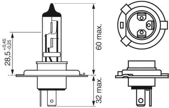 BOSCH lemputė 1987301054 techninė schema
