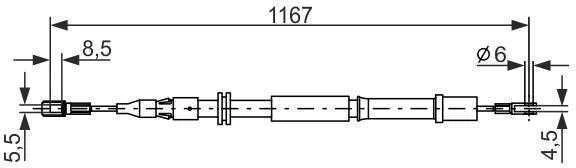 BOSCH rankinio stabdžio trosas 1987477199 1J0609721AQ