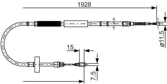 BOSCH rankinio stabdžio trosas 1987477922 1J0609721AQ