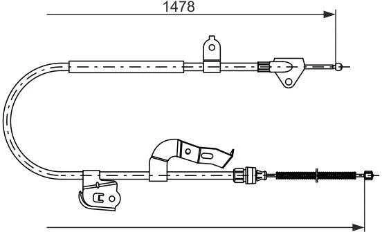 BOSCH rankinio stabdžio trosas 1987477951 1J0609721AQ