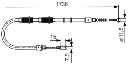 BOSCH rankinio stabdžio trosas Audi A4 1987477257 8E0609721AT