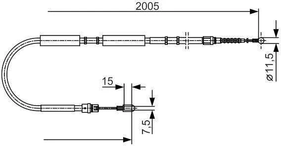 BOSCH rankinio stabdžio trosas Audi A4 1987477923 8E0609722AS