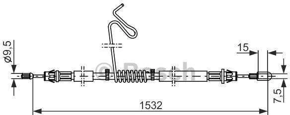 BOSCH rankinio stabdžio trosas "Ford Transit" 1987482277 1J0609721AQ