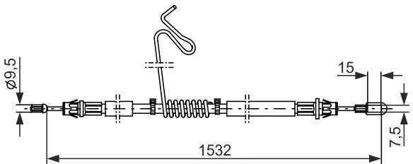 BOSCH rankinio stabdžio trosas "Ford Transit" 1987482277 1J0609721AQ