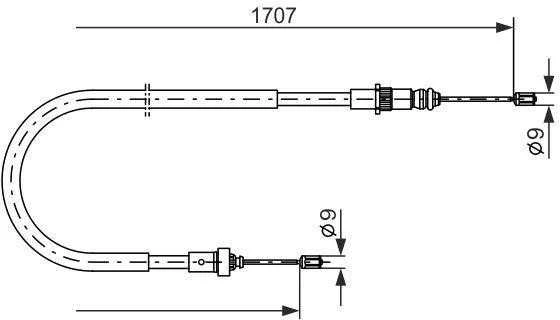 BOSCH rankinio stabdžio trosas Peugeot 206 1987477587 1J0609721AQ