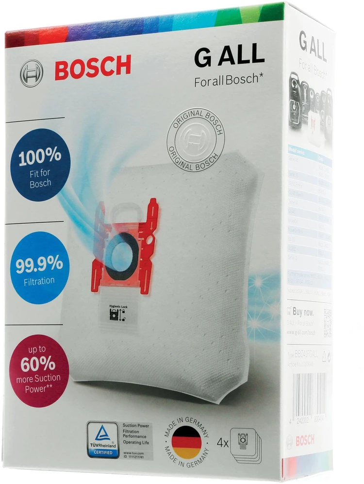 "Bosch Siemens" dulkių siurblio maišelis BGB41FGALL BGB25MON1 originalus 17003048