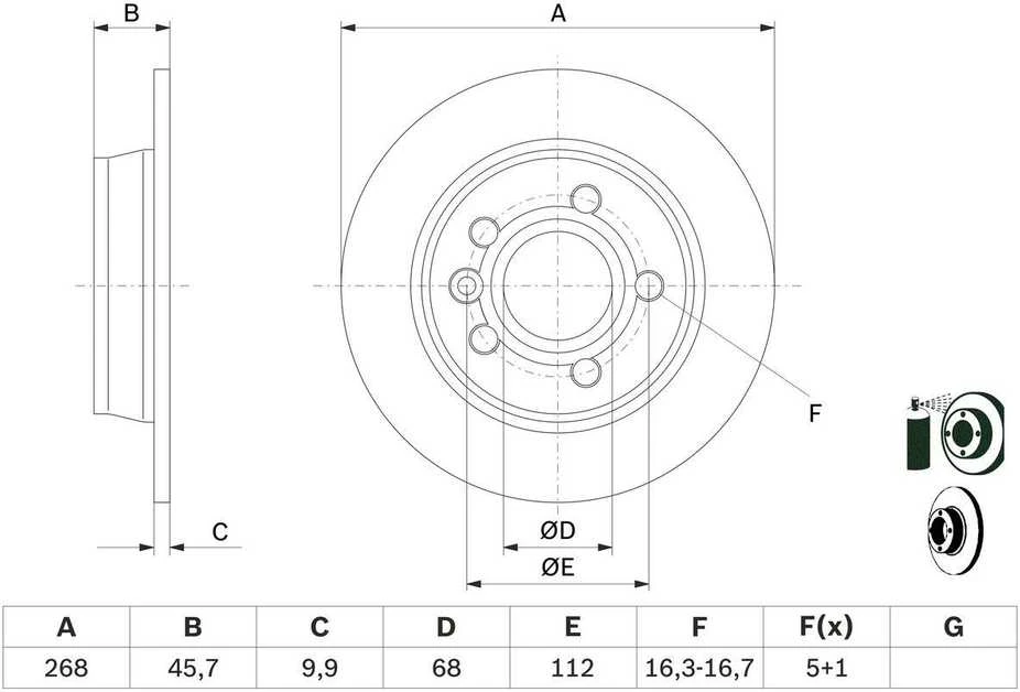 BOSCH stabdžių diskas 0986478421 7M0615601C