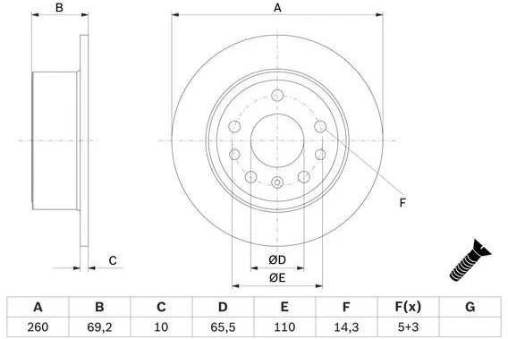 BOSCH stabdžių diskas 0986478430 90509590