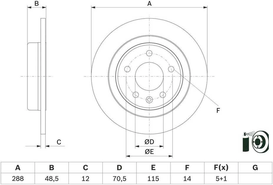 BOSCH stabdžių diskas 0986479F83 13521008
