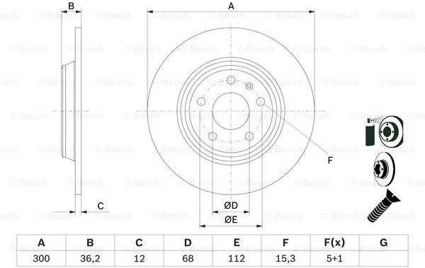 Bosch Stabdžių diskas Audi A4 A5 A6 Q5 Q7 4G0505601 4G0615601 4G0505601A 4G0615601A