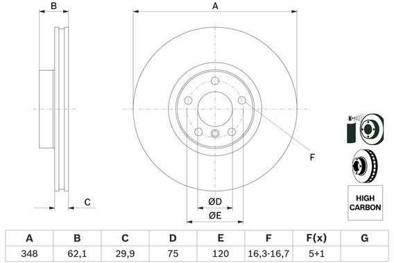 Bosch Stabdžių Diskas BMW X5 X6 xDrive 30d 35i 40d 34 11 6 754 843