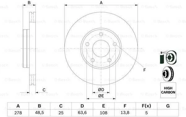 Bosch Stabdžių Diskas FORD C-MAX FOCUS I II III GRAND C-MAX 1.4 1.6 1.8 2.0 BBA3257 BBA3258 BBA3259