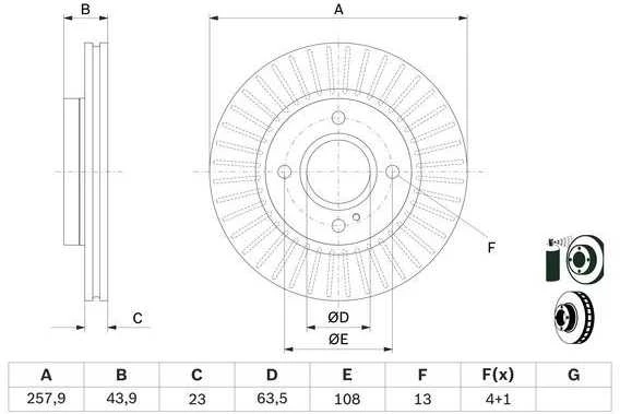 Bosch Stabdžių Diskas Ford Fiesta Mk6 1.0 1.25 1.4 1.6 TDCi 1718305 1718306 1718307