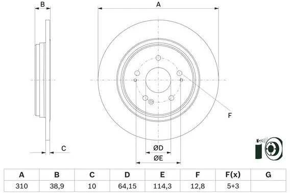 Bosch Stabdžių Diskas Honda Crv Rw Rt Rw1 Rw2 Rt5 42630t0a003 42630t0a013