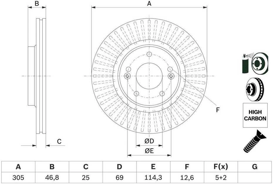Bosch Stabdžių Diskas Hyundai Elantra I30 Kona Tucson Kia Ceed Niro 583112A000 583112A001 58311A0000