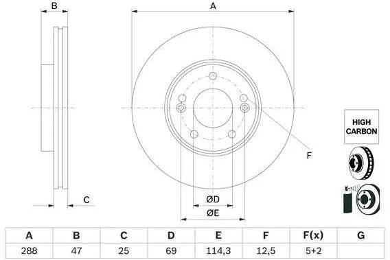 Bosch Stabdžių Diskas Hyundai i10 i30 1.0 1.4 1.6 CRDi 28211-2E000 28211-2E100