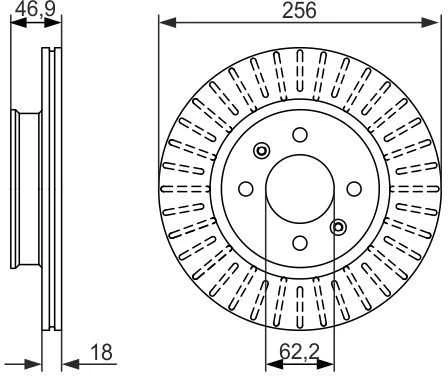 Bosch Stabdžių diskas Hyundai I20 I Hatchback 1.2 1248ccm 78hp 82hp 84hp 86hp 55202050 55202060 55202070