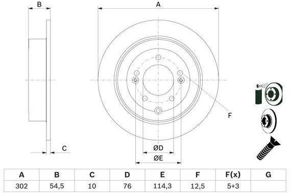 Bosch Stabdžių Diskas Hyundai Tucson KIA Sportage Priekinis 3411675 3411676 3411677