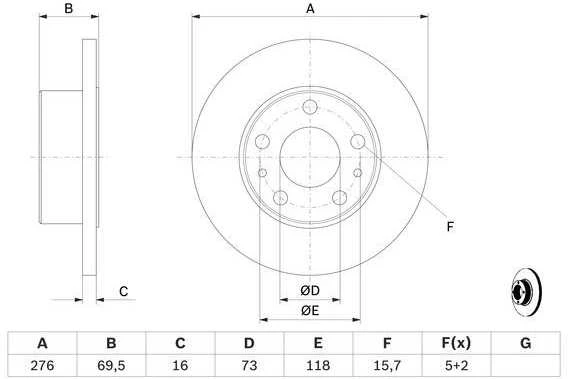 Bosch Stabdžių Diskas IVECO Daily 29L 35C 35S 2.3 2.8 3.0 1064200581 4304005 4304006 4304007