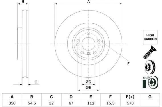 Bosch Stabdžių Diskas Mercedes Benz ML GL GLE GLS 350 400 4Matic 1644200113 1644200213