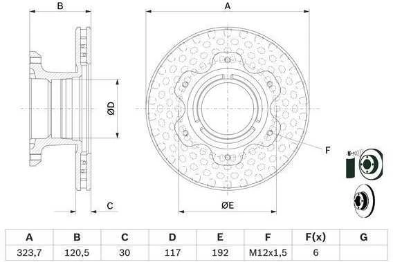 Bosch Stabdžių Diskas Mercedes-Benz Vario 813 815 816 818 4x4 670373 670374