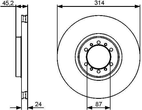 Bosch Stabdžių diskas MITSUBISHI Pajero Shogun L200 2.4 2.5 3.0 MR116741 MR116742 MR116743